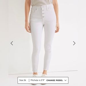 Madewell Skinny High Rise Crop in Button Front Pure White
